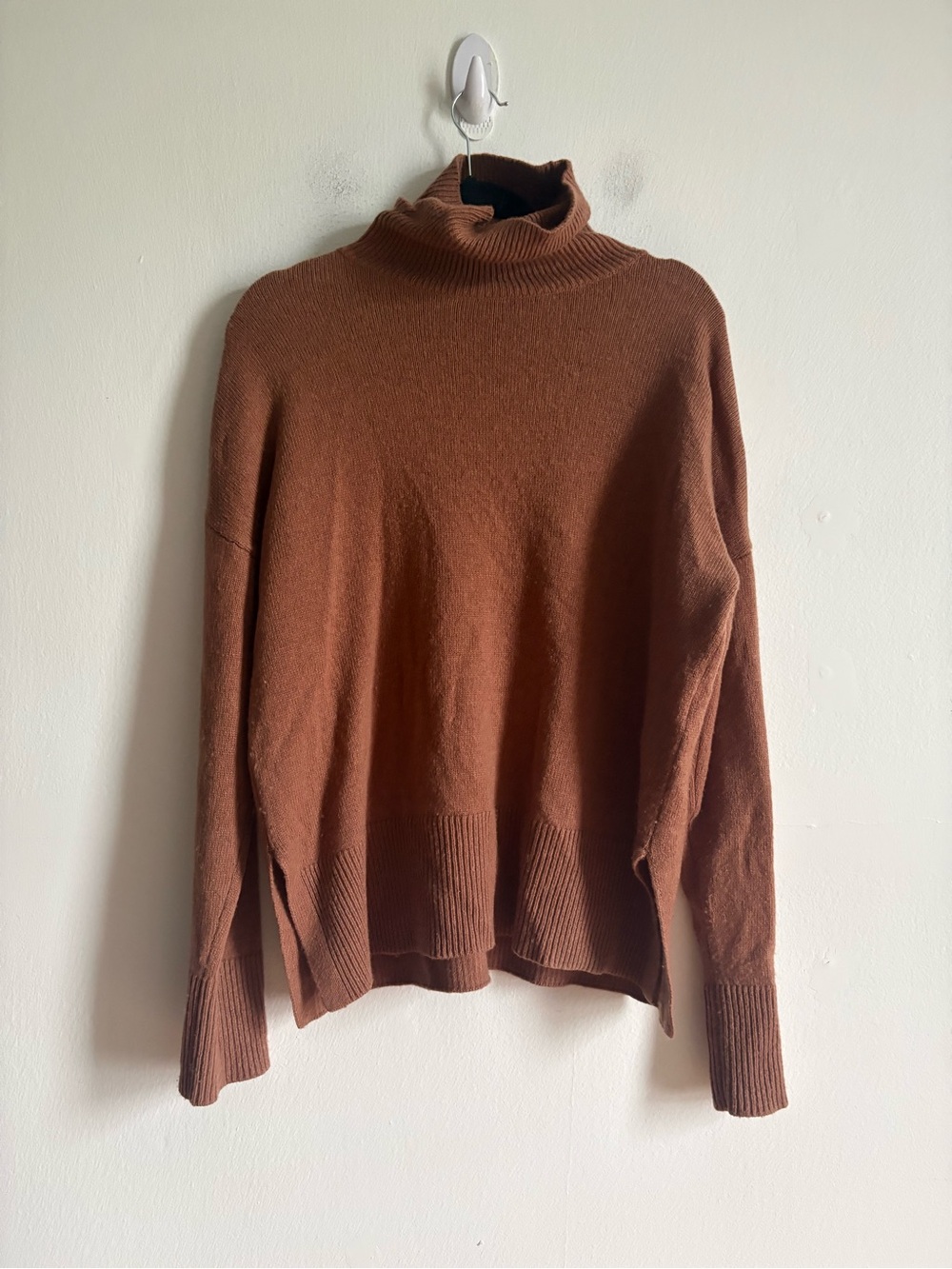 Ever New Sz S Wool Cashmere Brown Relaxed Turtleneck Minimalist Knit Sweater - Picture 2 of 9